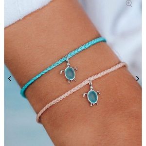 ✨ Silver Sea Turtle Charm Braided Blue B…